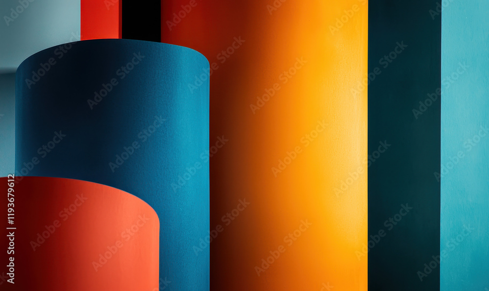 Poster Exploring Vibrant Abstract Geometry: A Modern Study in Colorful Architectural Design and Artistic Composition
