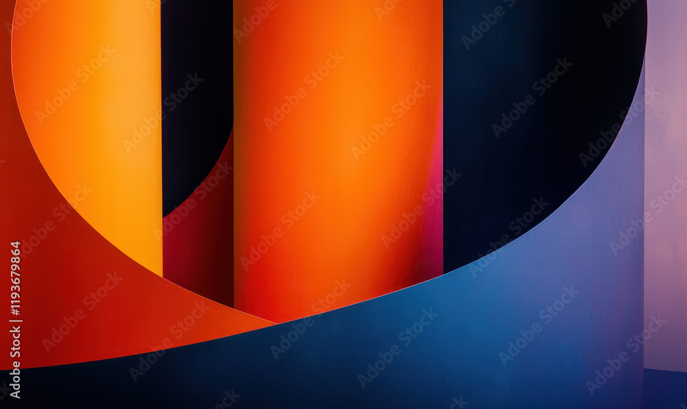 Poster explore the dynamic interplay of color and geometry in modern architectural abstract art design