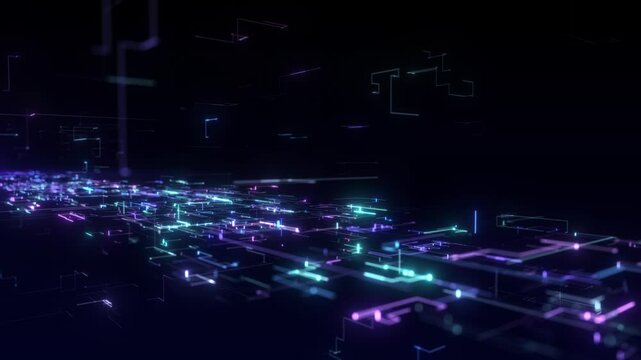 Data sorting. Artificial Intelligence. Big data visualization. 4k animation. 3d rendering.