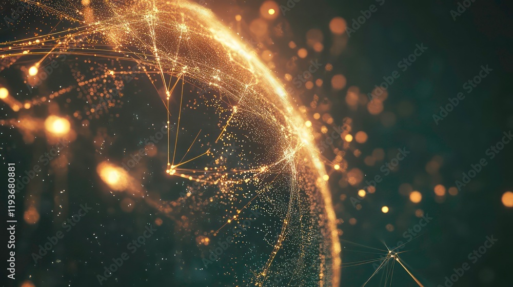 Poster abstract digital globe with glowing points and lines for a global network concept
