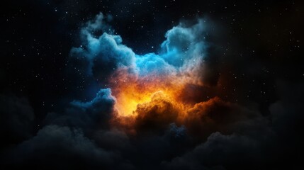 Fototapeta premium A dark sky with a bright orange cloud in the middle
