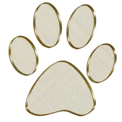 gold chrome metallic 3D dog paw print with metal mesh inside