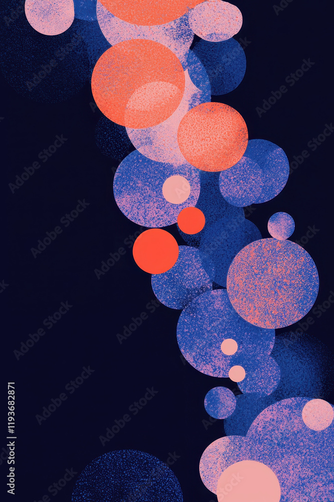Poster Dynamic Abstract Bubble Design with Vibrant Geometric Patterns and Colors for Modern Graphic Use