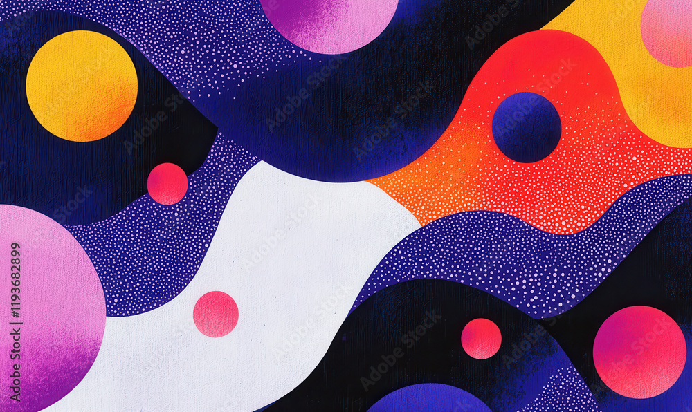 Aufkleber vibrant abstract geometric pattern with colorful waves and dots - modern art design for dynamic visu