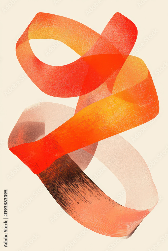 Poster dynamic abstract swirl of vibrant orange ribbon with smooth gradient texture in modern digital desig
