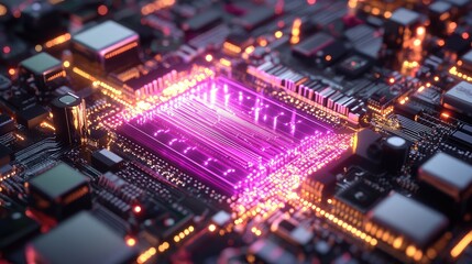 Obraz premium Quantum learning systems in action, with quantum processors analyzing data and optimizing AI models for improved learning efficiency