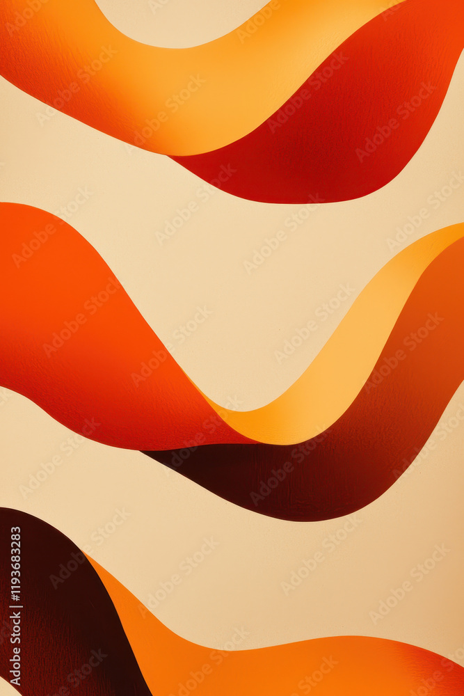 Poster vibrant abstract waves: dynamic orange and red gradient design for modern decorative backgrounds and