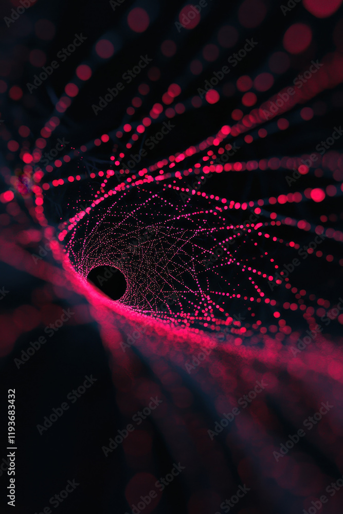 Poster explore the enigmatic neon digital network: a futuristic abstract visualization of technology and in