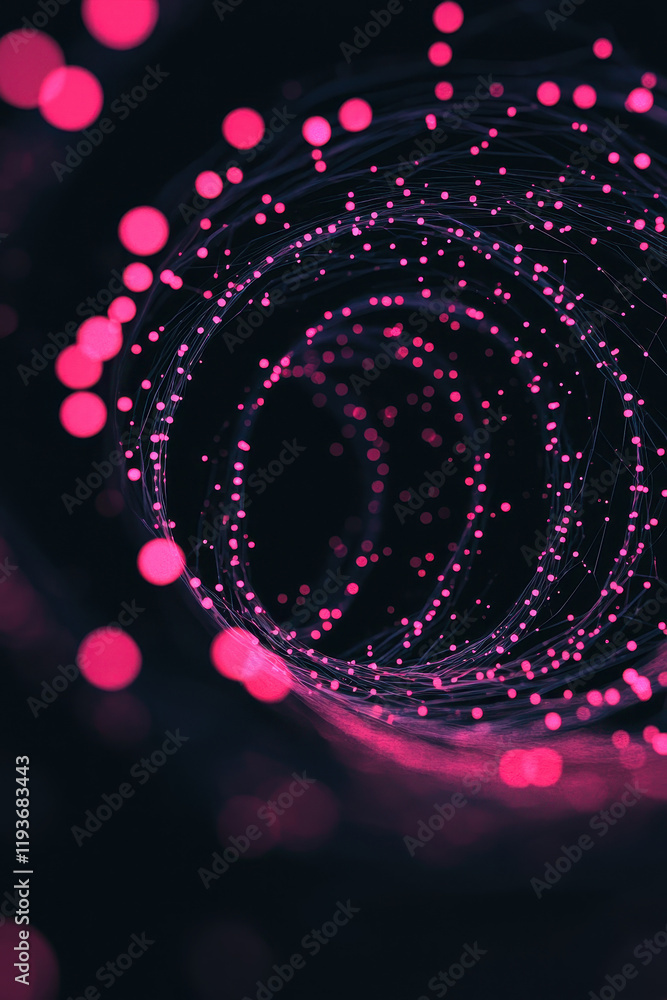 Poster mesmerizing digital network of pink dots: exploring futuristic abstract connectivity and technology