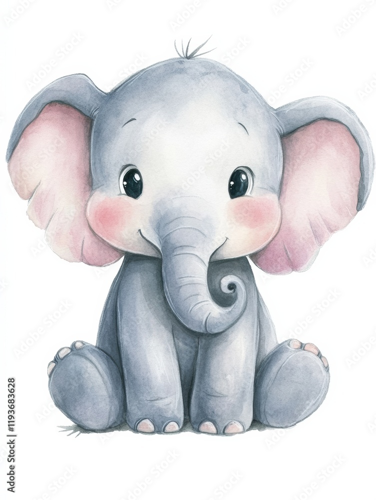 Leinwandbilder cute illustration of a smiling elephant sitting cheerfully with colorful features and a playful expr