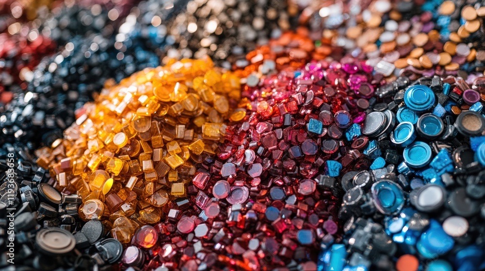 Poster vibrant collection of multicolored craft gems and beads in various shapes showcasing a stunning arra