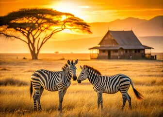 Playful Zebras in Amboseli National Park, Kenya - Wildlife Stock Photo