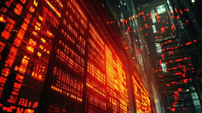 Digital Screen With Stock Market Data