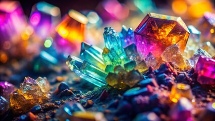 Potassium (K) Chemical Element: Close-up Macro Shot of Potassium Compound Crystals