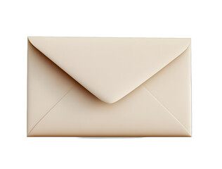 A beige envelope isolated on a white background with soft lighting and soft shadows no contrast and professional color grading.