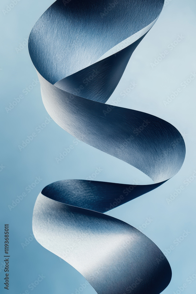 Poster elegant blue sinuous ribbon on gradient background – exploring minimalist abstract design and flow i