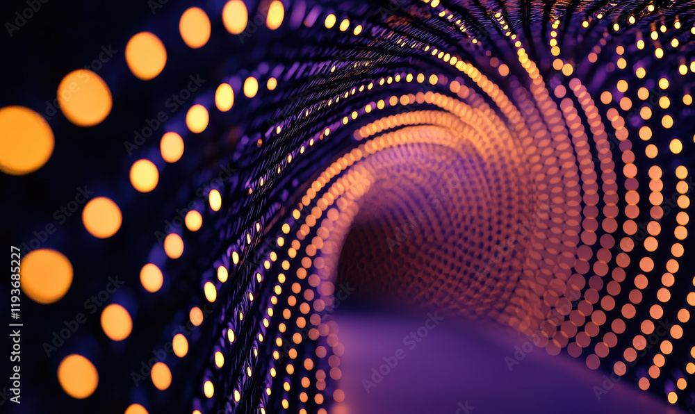 Aufkleber futuristic tunnel of light: a mesmerizing digital journey through abstract patterns in vibrant purpl