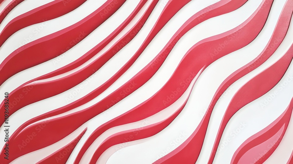 Aufkleber abstract red and white wavy pattern with smooth curves and flowing lines, creating a dynamic and flu