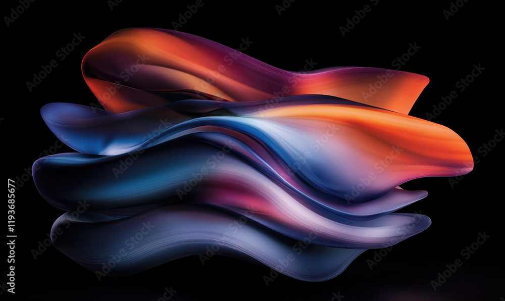 Poster vibrant abstract flow: dynamic waves and gradient colors in modern fluid art design for creative ima