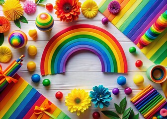 Obraz premium Pride Month Rainbow Background with Blank Space for Personalized Message - Candid Photo Style