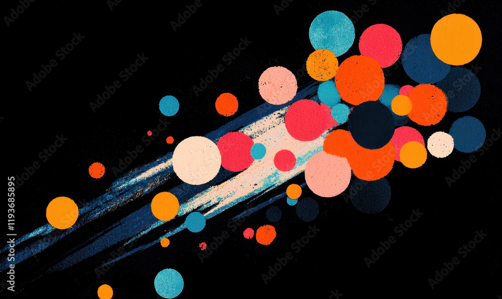 Poster dynamic explosion of vibrant circles in a bold abstract design creating artistic visual harmony and 