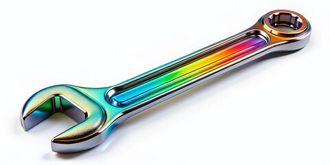 Professional Stock Photo: Chrome Combination Wrench Isolated on White Background