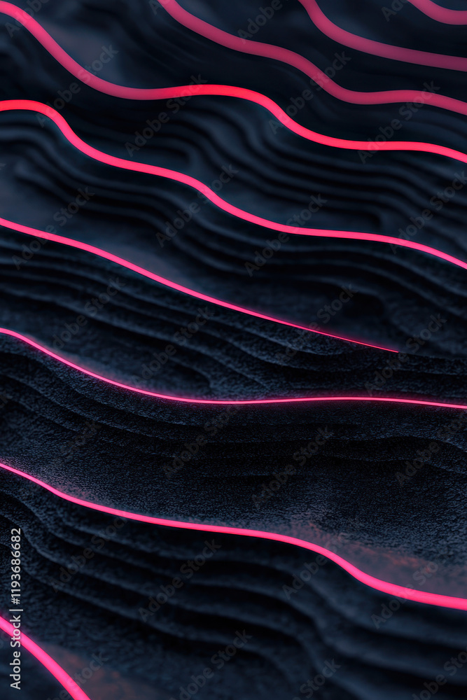 Poster dynamic abstract neon wave pattern with vibrant modern design elements in high-contrast visual art