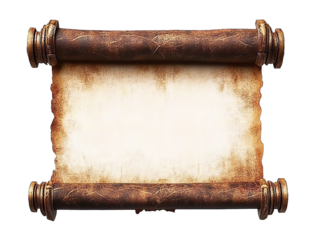 Old vintage ancient scroll with blank space for text isolated on white background detailed illustration high resolution professional photograph