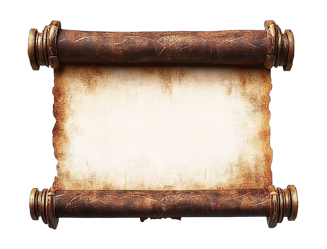 Old vintage ancient scroll with blank space for text isolated on white background detailed illustration high resolution professional photograph