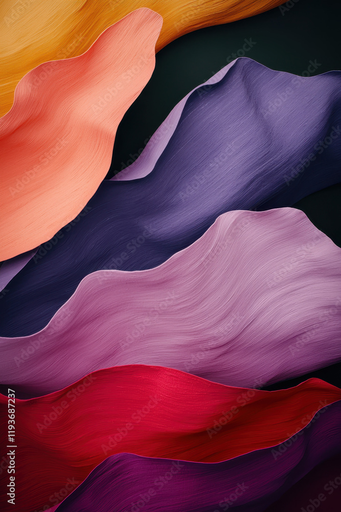 Poster vibrant abstract color waves: a dynamic composition of bold hues creating a surreal and energetic de