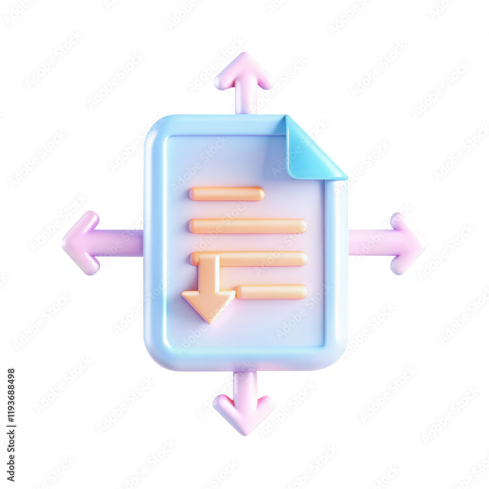 Aufkleber a 3d rendered icon depicting a document with arrows pointing in different directions, symbolizing do