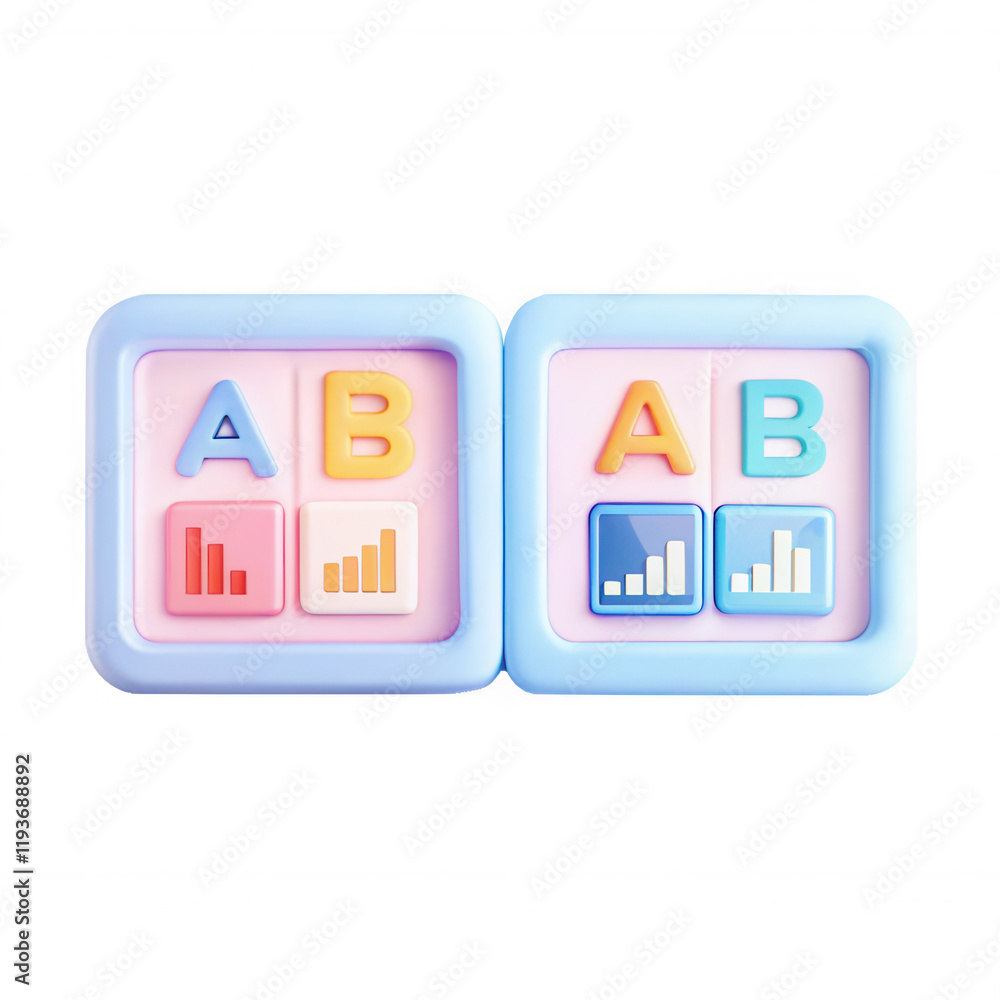 Poster two colorful educational blocks labeled a and b with graphs, designed for children. ideal for teachi