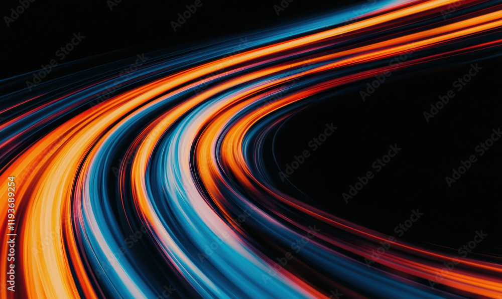 Aufkleber dynamic neon streaks in motion: a captivating display of speed and energy illuminating the night wit