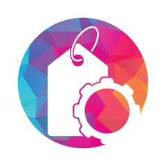 Gear Price Tag Logo vector illustration.