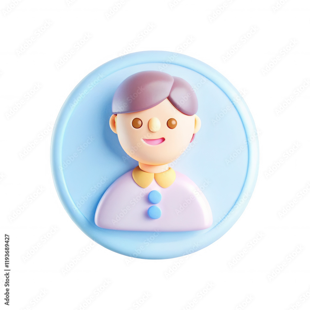 Poster a colorful 3d render of a cheerful cartoon character, featuring a simple design with light pastel co