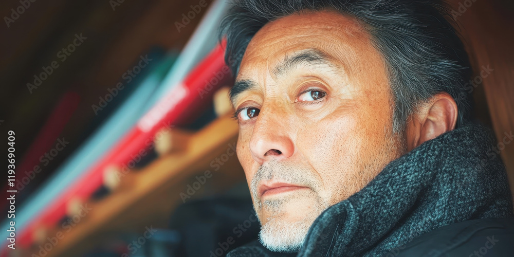 Poster striking portrait capturing intense expression and intricate details in an engaging profile view