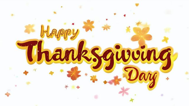Happy Thanksgiving animated text reveal in vibrant colors ideal festive celebrations greeting cards social media posts