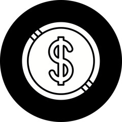 Dollar Coin icon single vector illustration