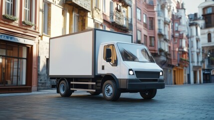 Fototapeta premium Advertising On A Delivery Truck Mock-up