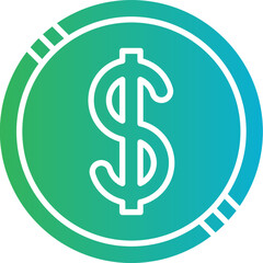 Dollar Coin icon single vector illustration