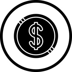 Dollar Coin icon single vector illustration