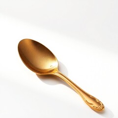 Gold spoon isolated on a white background.