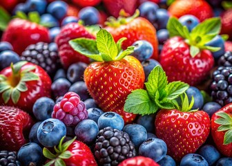 Ripe Berries Background: Close-up of Fresh Summer Fruit for Food Photography