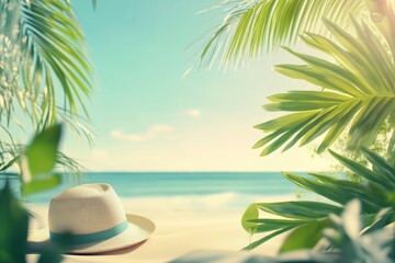 summer vacation concept, travel background with copy space