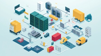 Obraz premium Depiction of scalability workflows visualized through dynamic load balancing and server optimization