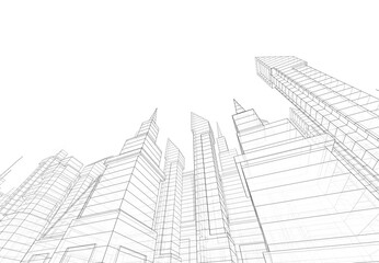 3d rendering of modern office buildings in the city 