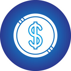 Dollar Coin icon single vector illustration