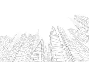 3d rendering of modern office buildings in the city 