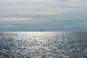 Serene Ocean Horizon with Glare