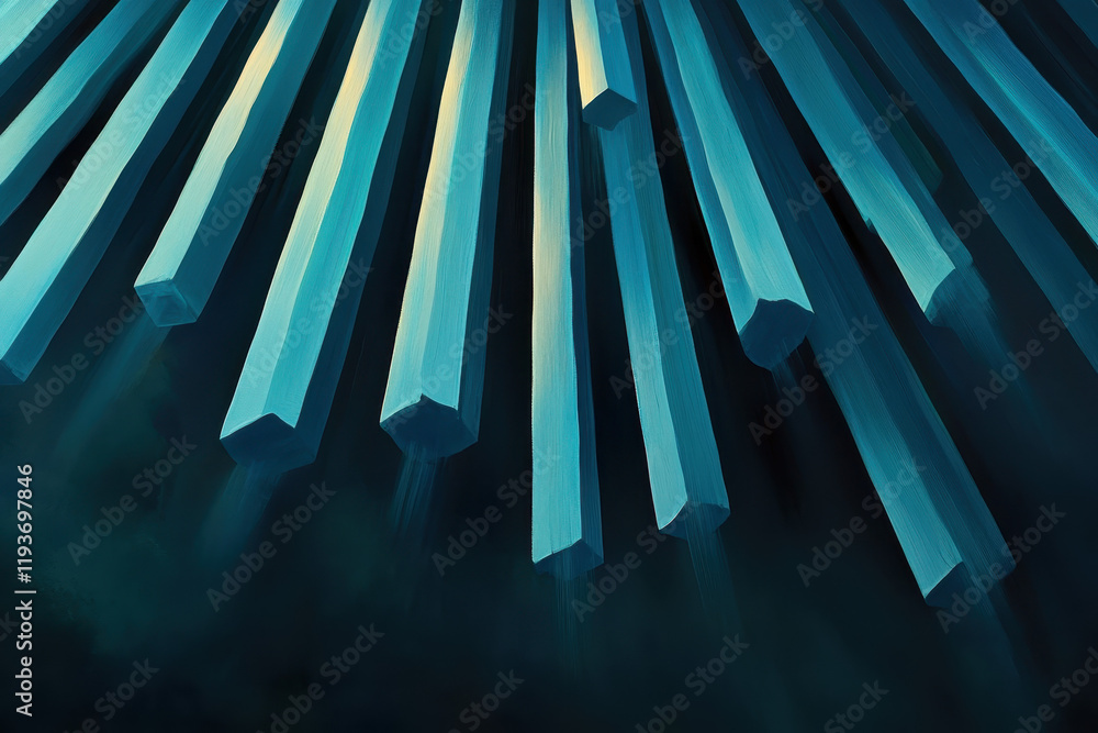 Poster dynamic abstract blue lines: a modern geometric art design with depth and perspective